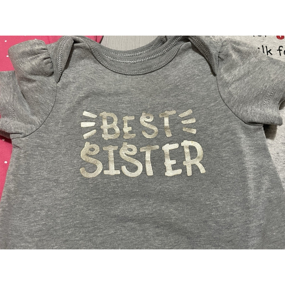 3 Sets Of Twin Girls Bodysuits Size 12 Month - Picture 2 of 5